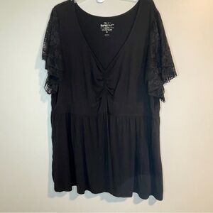 Torrid Black Relaxed Flutter Sleeve Blouse